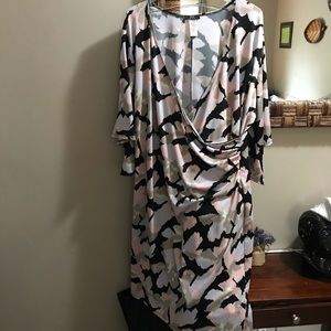 JBS woman 3x floral black stretchy wrap dress